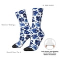 thumbnail image 4 of KLL Blue Ink Flowers Print Cool Socks Men's Women's Crew Socks Funny Crazy Novelty Stockings, 4 of 6