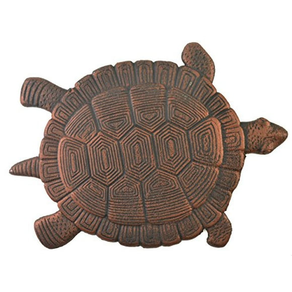 Flag Emotes Turtle Stepping Stone Cast Iron Outdoor Yard and Garden Decor Bronze