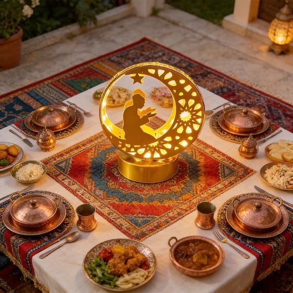 Metal Moon Lamp for Ramadan Decor Battery Powered Moon Ramadan Light for Home Bedroom Living Room Office EID Mubarak Decoration Type 3