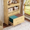 thumbnail image 6 of Tribesigns 2-Drawer Vertical File Cabinet with Open Bookshelf, Modern Design Filing Storage for Home Office, Letter/Legal/A4 Sizes, Oak, 6 of 7