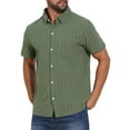 thumbnail image 5 of INSPIRE CHIC Men's Point Collar Short Sleeve Button Down Casual Stripes Linen Shirts XL Olive Green, 5 of 6