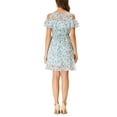 thumbnail image 3 of INSPIRE CHIC Women's Floral Printed Smocked Waist Ruffle Cold Shoulder Dress S Light Blue, 3 of 6