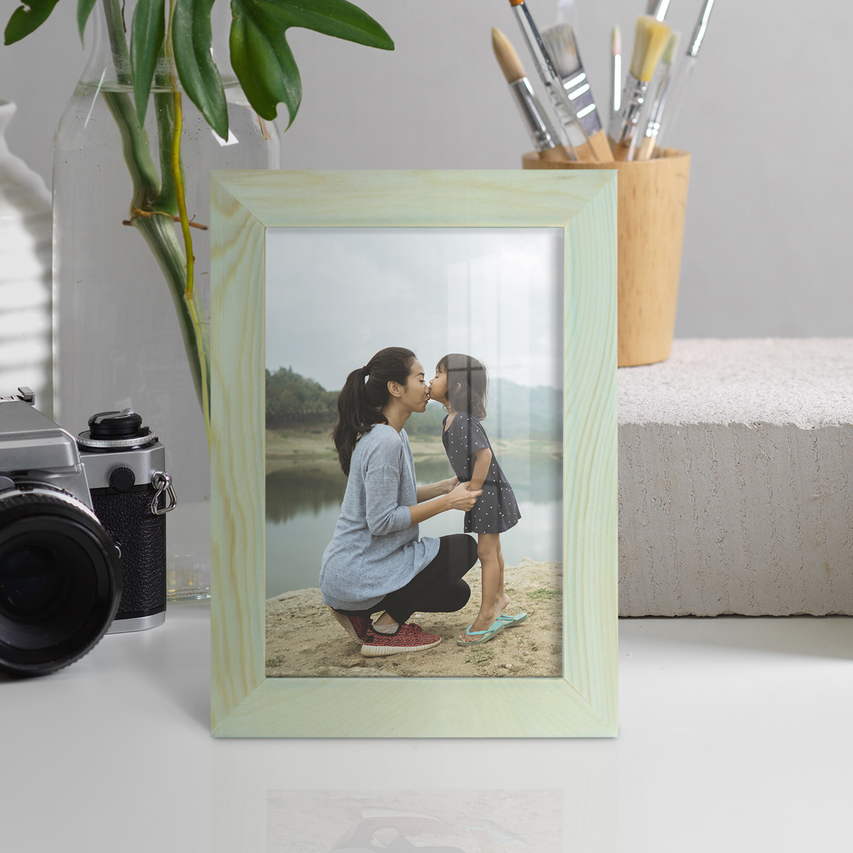 5x7 Wood Grain Picture Frame - Seafoam Green