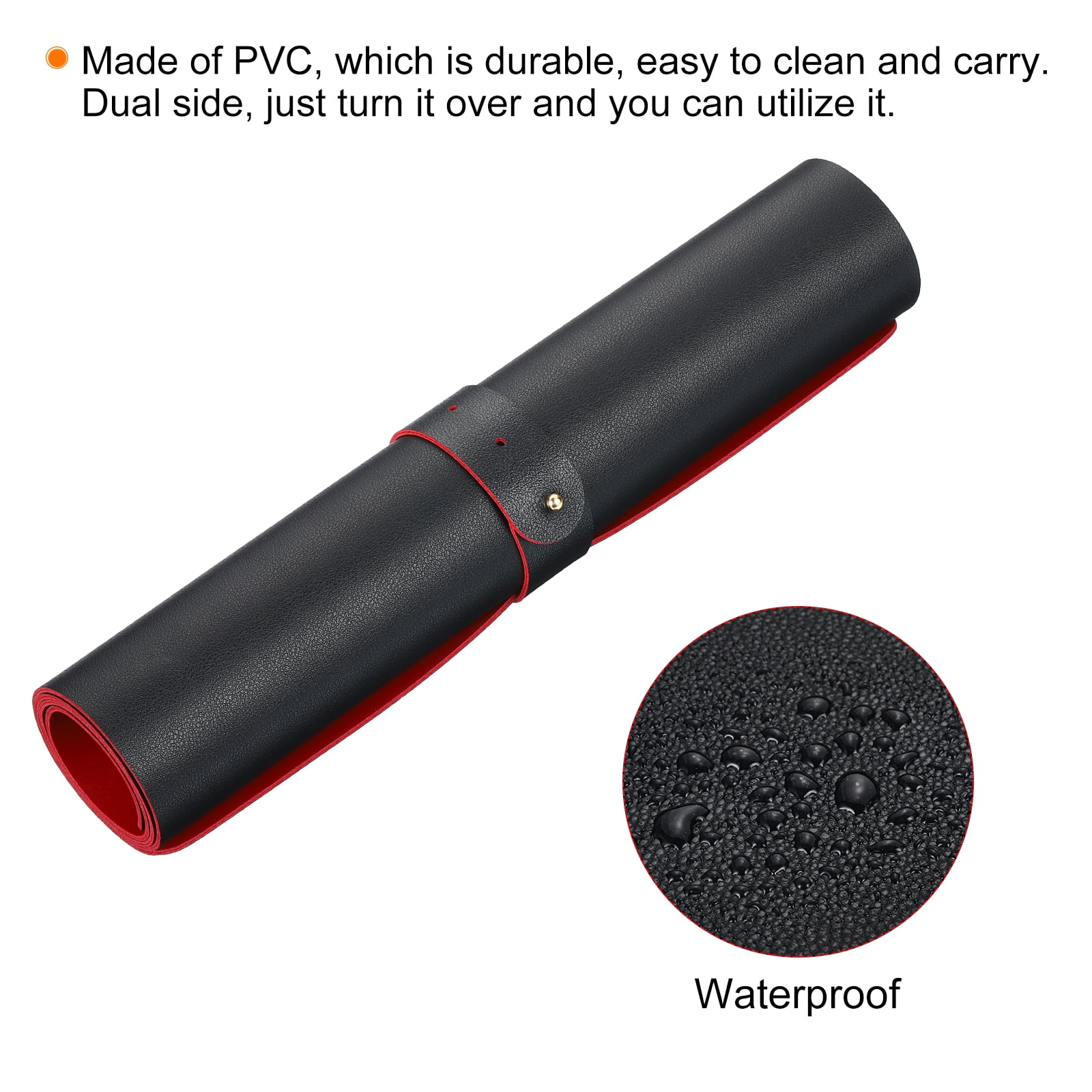 Uxcell 23.62"x11.81" Desk Mat Protector, PU Leather Dual Side Waterproof Mouse Pad Writing Mat for Office Home, Black, Red