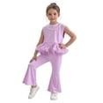 thumbnail image 2 of Zpanxa Ensembles Assortis pour Filles Enfants Haut Sans Manches à Empiècements Col Rond Pantalon Évasé Extensible Ensemble 2 Pcs 8-9 Ans, 2 of 6