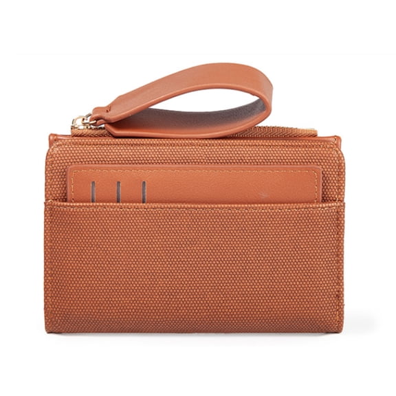 Bifold Wallet for Men & Women, Compact Card Holder with Wrist Strap, Zipper Coin Pocket & ID Windows, Minimalist Purse for Cash, Cards and Daily Use,Light Brown