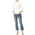 thumbnail image 2 of INSPIRE CHIC Women's Turtle Neck 3/4 Ruffle Sleeves Pullover Slim Rib Knit Sweater S White, 2 of 8