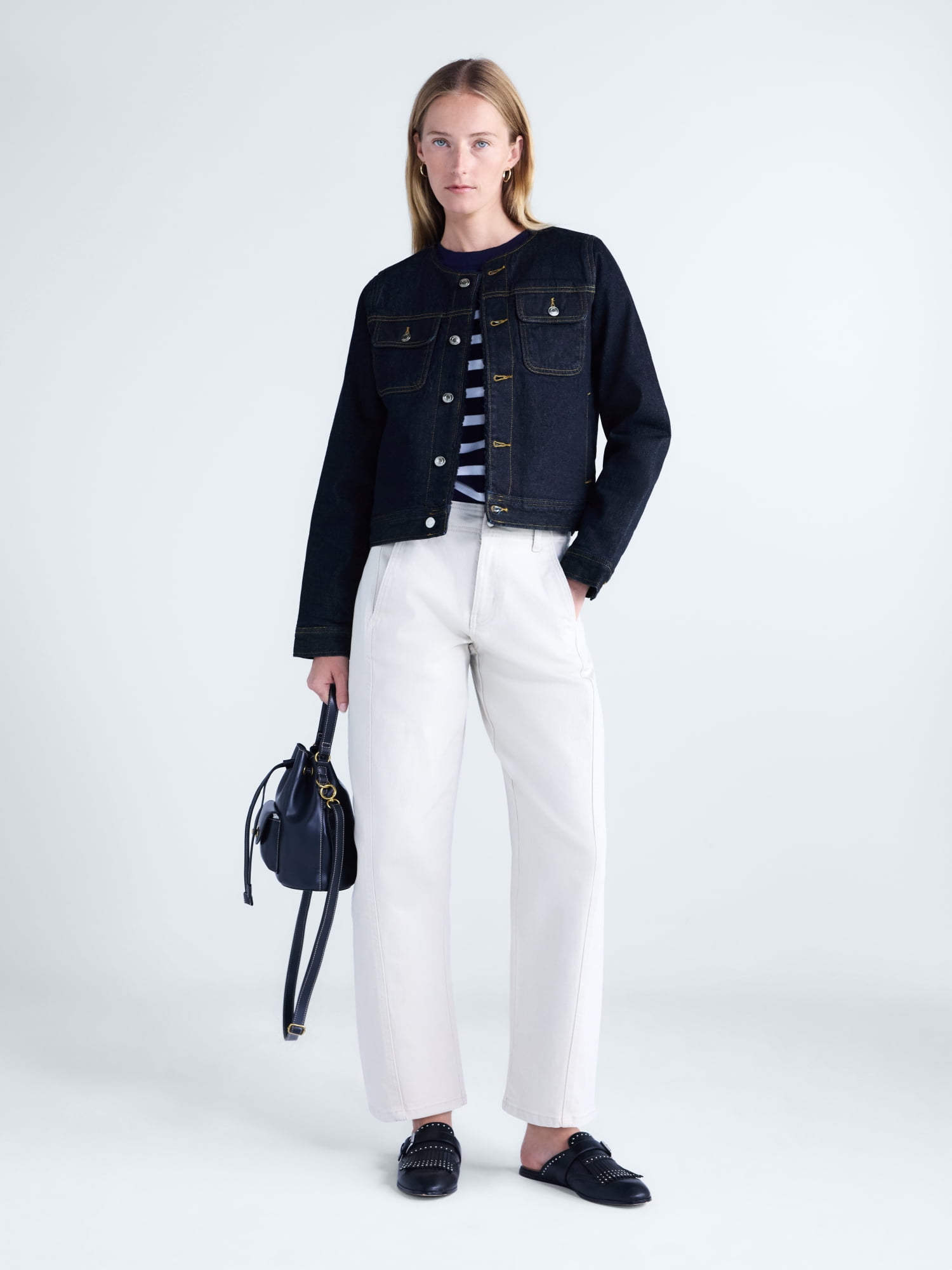 Free Assembly Women’s and Women’s Plus Faux Shearling Denim Jacket, Sizes XS-4X