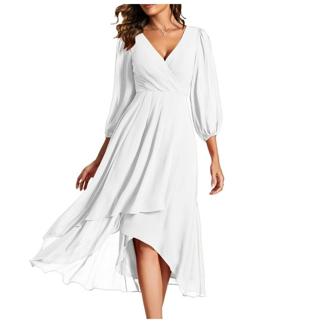 Robe en Mousseline pour Femme Invitée de Mariage à Col en V pour Occasions Formelles et Semi-Formelles