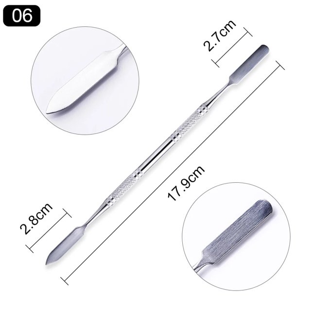 Empujador de cutículas de acero inoxidable de doble punta, eliminador de piel muerta para pedicura, manicura, limpiador de uñas, herramienta de cuidado, 1 Uds.