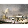 thumbnail image 2 of George Henry Durrie 24x19 Black Ornate Framed Double Matted Museum Art Print Titled: Winter in the Country (C. 1858), 2 of 5