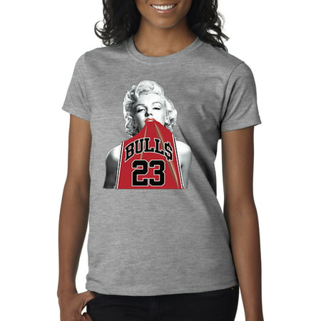 New Way 419 - Women's T-Shirt Marilyn Monroe Bulls 23 Jordan Red