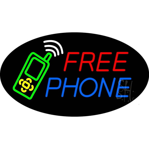 Free Phone with Logo Animated LED Neon Sign 13 x 24 - inches, Clear Edge Cut Acrylic Backing, with Dimmer - Bright and Premium built indoor LED Neon Sign for Computer & Electronics store decor.