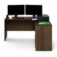 thumbnail image 6 of Furinno ROGER 60" L-Shaped Desk with 3-Drawer Cord Grommet Modern Walnut, 6 of 9