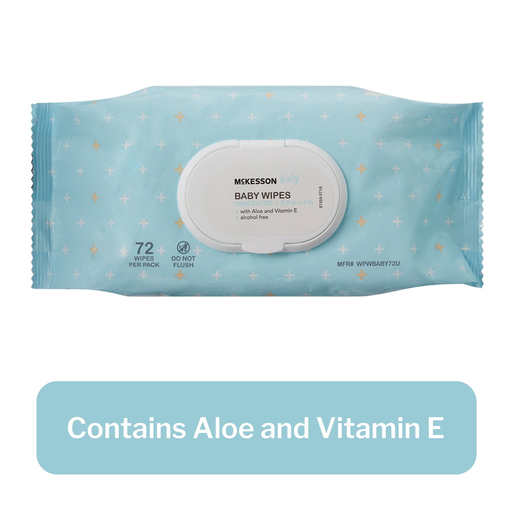 McKesson Baby Wipes with Aloe, Vitamin E - Unscented for Sensitive Skin, 72 Wipes, 12 Packs, 864 Total