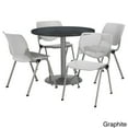 thumbnail image 4 of KFI Studios Mode Round 3.5' Dining Table Set, Light Grey, 4 Medium Oak KOOL Chairs, 4 of 5