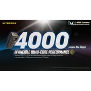 Nitecore T4K CREE XP-L2 V6 LEDs Ultra Bright EDC Flashlight, White, 4000 Lumens, Black, 6952506406524