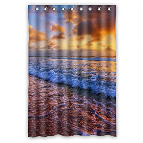 HelloDecor sunset seascape scenery beach Shower Curtain Polyester