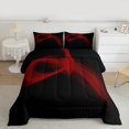 thumbnail image 2 of Manfei Red Black Queen Comforter Set 3 Pieces, Modern Abstract Art Bedding Sets, Geometric Line Stripe Bedding Comforter Set, Lightweight Room Decor, 2 of 8