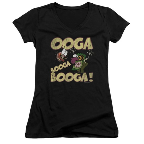 Courage The Cowardly Dog Ooga Booga Booga Junior Women's T-Shirt V-Neck Black