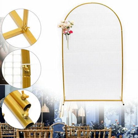 78.74x47.24 Mesh Metal Arch, Large Size Wedding Arch Backdrop Stand Grid Metal Arch Framework Props Flower Rack Pipe Decor for Wedding Birthday Party Prom Garden Floral Decoration -Golden