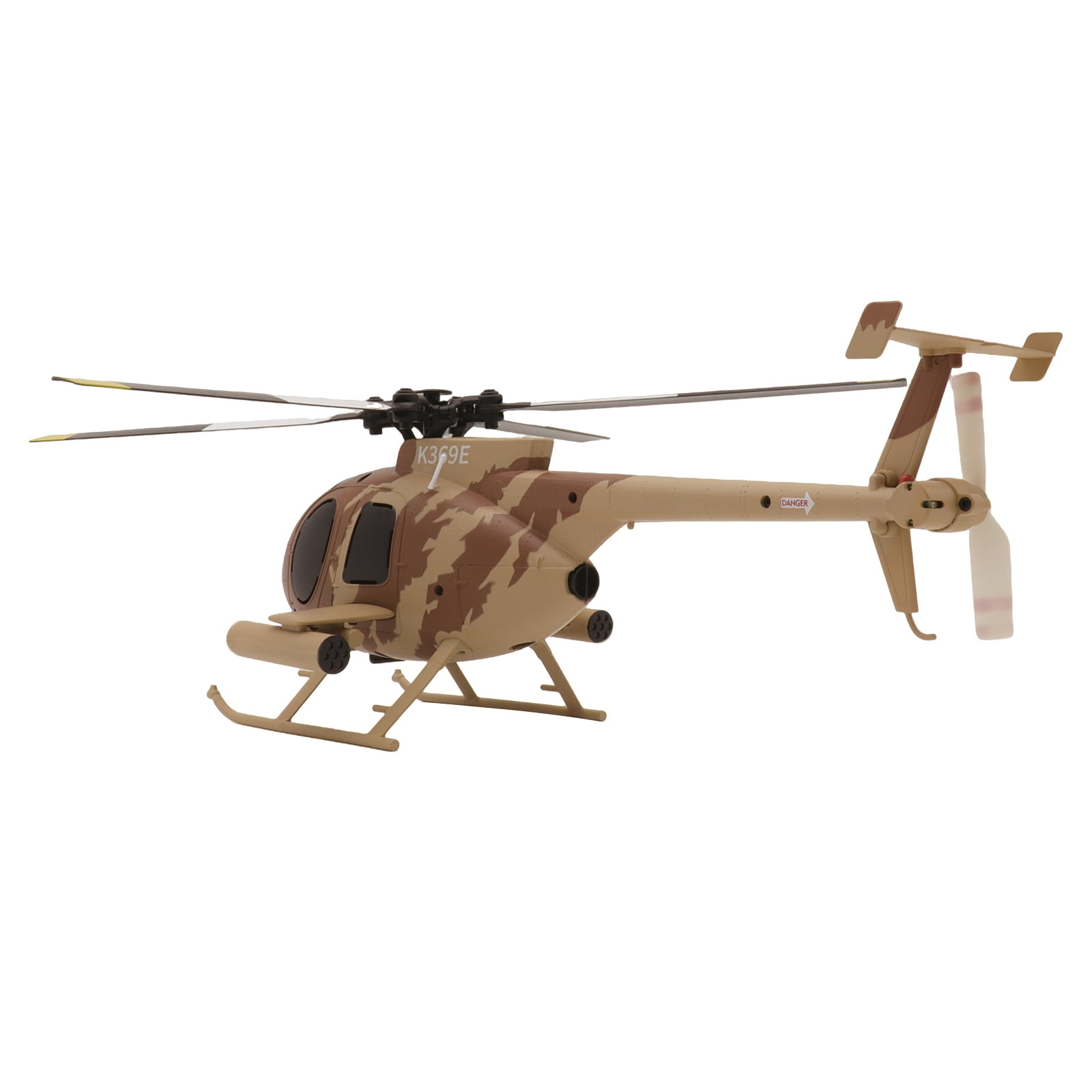 RC ERA C184 MD500 RC Helicopter, 2.4G 4CH Brushless RC Helicopter with Optical Positioning, 6-Axis Groy Military Aircraft Model for Adults - 4 Battery