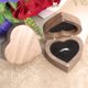 thumbnail image 2 of Joyero de madera de nogal con forma de corazón para guardar anillos con relleno de terciopelo, superficie lisa y pulida, ideal para bodas, propuestas y anillos., 2 of 8