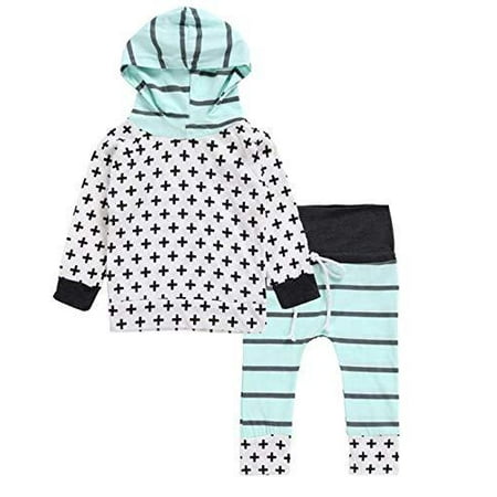 

Styles I Love Baby Toddler Boys Striped Cross Pattern Blue Pullover Hoodie and Pants 2pcs Cotton Long Sleeve Outfit (70/6-12 Months)