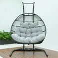 LeisureMod Wicker 2 Person Double Folding Hanging Egg Swing Chair in