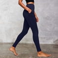 thumbnail image 5 of TGPMGRZ High Waisted Leggings with Pockets for Women Elastic Waisted Solid Yoga Pants Leggings Tight Petites Comfort Dark Blue Size S, 5 of 6