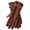brown, variant on 1 Pair Chain Decor Elastic Cuffs Faux Leather Women Gloves Winter Fleece Lining Touch Screen Full Finger Driving Gloves