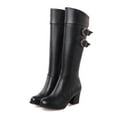 thumbnail image 4 of Tawop Womens Hiking Boots, High Heel Square Heel Shoes Pointed Zip Shoes Winter Boots Leather Knee-High Boots Toddler Black Boots Hunter Boots, 4 of 8