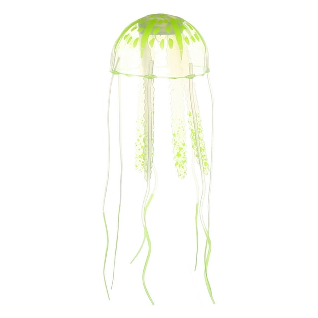 Decoración de medusas para pecera, adornos fluorescentes de silicona para medusas, decoración de acuario con ventosa, amarillo, 2,3 "x 5,9"