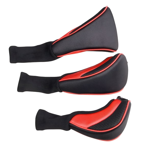 BESTSKY Golf Club Cover 1, 3 4 5 7 X Driver Fairway Woods covers, Hybrid Cover Set with Interchangeable Tags Fits Fairway And Driver Clubs, New Red, L