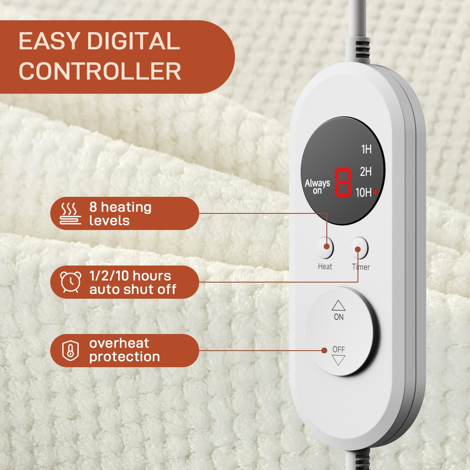 SOHTOPHO Heated Mattress Pad King, Heated Blanket, Cream, 78" x 80", Electric Mattress Pads, Heated Mattress, Bed Warmer, Bed Heater, Electric Blanket, Heated Mattress Cover, Heated Pad for Bed