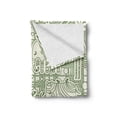 thumbnail image 2 of Ostrich Soft Flannel Fleece Throw Blanket, Hippo Cheetah Pelican Giraffe in Fractal Children Outline Print, Cozy Plush for Indoor and Outdoor Use, 50" x 60", Fern Green and Cream, by Ambesonne, 2 of 6