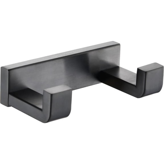 Lexora LRH18152GM Bagno Bianca Stainless Steel Double Robe Hook, Gun Metal