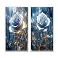 thumbnail image 2 of Designart "Morning Light Gilded Blue Rose I" Rose Framed Wall Art Set Of 2 - Traditional Blue Framed Canvas Set For Living Room Decor, 2 of 6