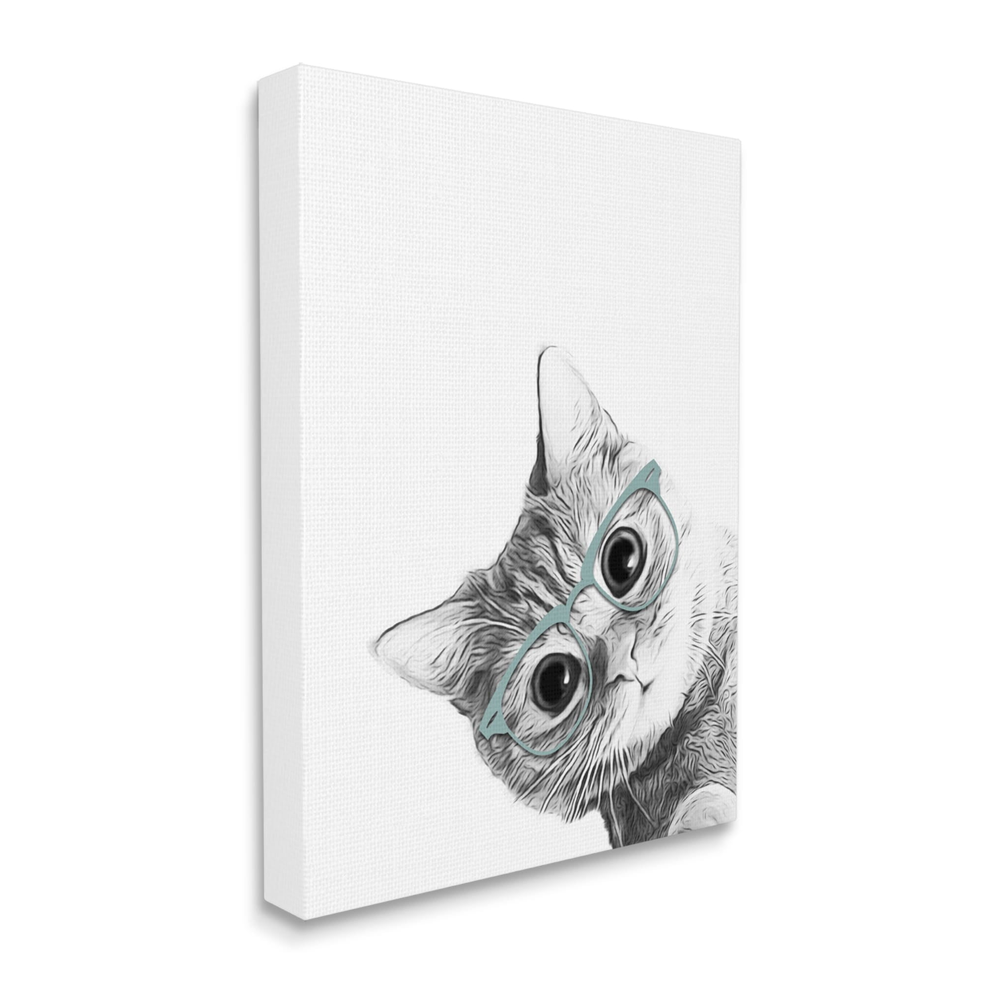 Stupell Industries Monochrome Cat Kitten Peeking Glasses Portrait, 16 x 20, Design by Annalisa Latella