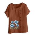 thumbnail image 3 of Túnica de Manga Corta Tops para las Mujeres Océano Pescado Impreso Blusa, Ropa Casual Ver Botón Arriba Camiseta, 3 of 4