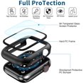 thumbnail image 3 of IBAOLEA [2 Pack] Compatible for IBAOLEA Watch Case 44mm Series SE 6 5 4 , Shockproof Rugged Hard PC Bumper Case with Tempered Glass Screen Protector for iWatch Cover Case - 44mm Black. Black 44mm, 3 of 7