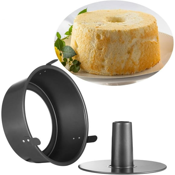 Bundt Cake Pan, 10’’ Angel Food Cake Pan with Removable Bottom and Feet, Round Cake Tube Mold Deep Baking Tin for Pound Chiffon Cake, Carbon Steel