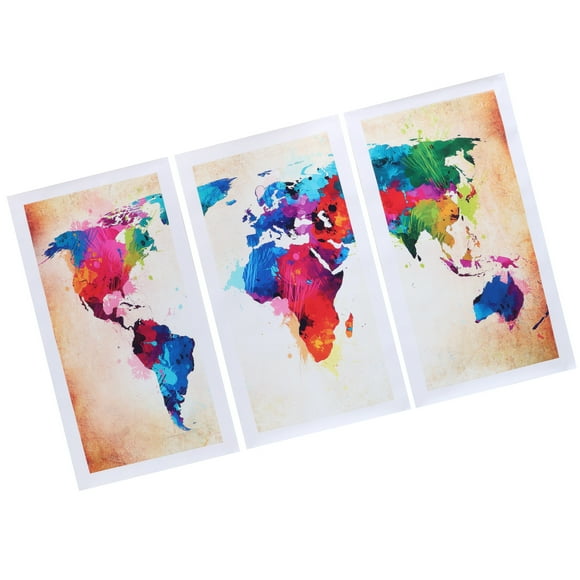 World Map Canvas, Colorful Unique Frameless Painting Decorative for Home Office Deco for Family and Friends