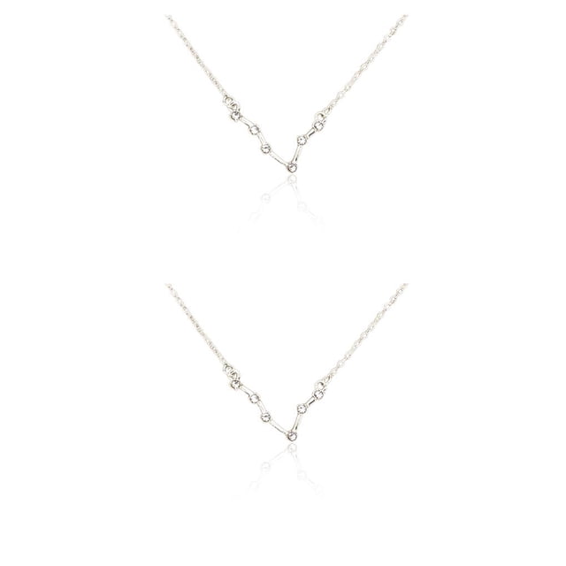 Minnieouse Ins Constellations Theme Amistad Collar Rhinestone Cómodo Delicado con Display Card Colgante para Lover Festival Gifts Piscis Silver Type2 NO2 Minnieouse CBP222153