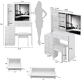 thumbnail image 3 of 37" Middle Size Left Bedside Cabinet Vanity Table + Cushioned Stool, Extra Large Right sliding mirror, Multi Layer High Capacity Storage, Suitable For Large Space, 3 of 9