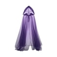 thumbnail image 2 of Fabrcox Halloween Holiday Full Length Hooded Cape, Unisex Adult Double Sided Reversible Mesh Cloak, Black Red Two Tone Garment for Masquerade Christmas Gathering Purple, 2 of 7