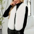 thumbnail image 6 of Hueook Faux Fur Jacket Womens Ladies Warm Faux Furry Coat Jacket Winter Solid V-neck Sleeveless Outerwear White L, 6 of 8
