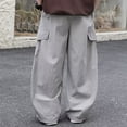 thumbnail image 4 of SJLDQY Boys Cargo Pants Elastic Waist Straight leg Baggy Pants Casual Streetwear Loose Trousers with Pockets, 4 of 6