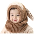 thumbnail image 2 of NOEGOEU Baby Winter Hat Scarf Set Hood Warm Knit Caps, Toddler Boys Girls Hats Beanie 6-36M (Brown,One Size), 2 of 4
