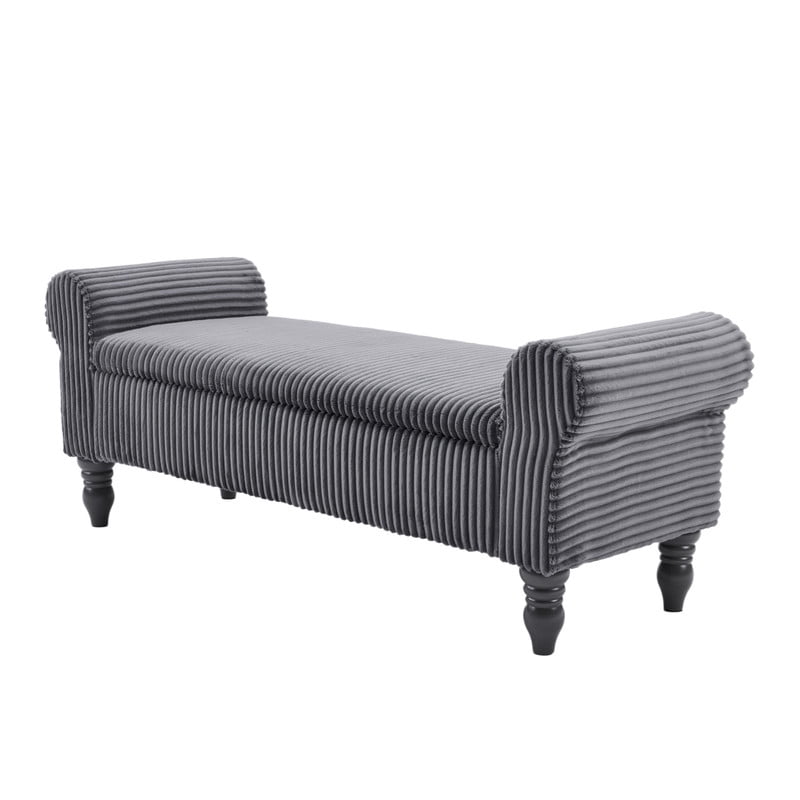 51.5'' Upholstered Corduroy Storage Ottoman Bench with Hinged Lid, Freestanding Bench Bed End Hidden Storage Footrest